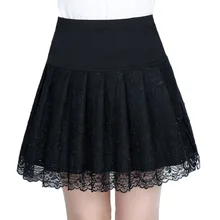Осенняя модная популярная женская кружевная юбка с бриллиантами Корейская версия плиссированной юбки жаккардовая открытая повседневная сексуальная мини-юбка