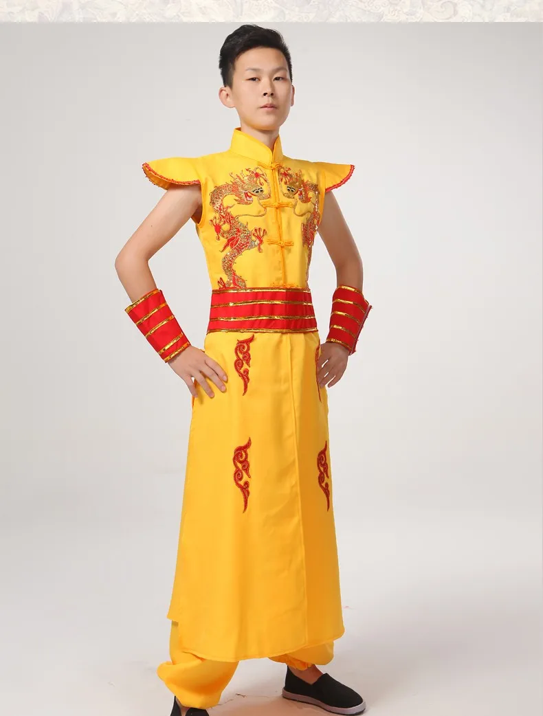 Человек Костюмы для народных китайских танцев китайским драконом костюм мужской моложе барабан Танцы костюмы Весенний фестиваль для