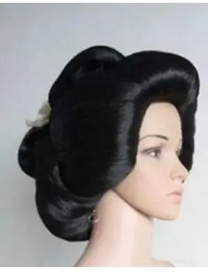 

hot sell new - S3263 New Black Geisha Full Wigs Plate Hair Anime Wig Cosplay Fashion Cos Hair (B)