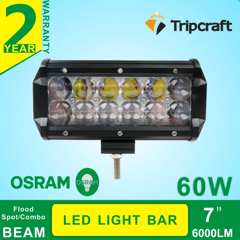 

Double Row 60W Led Light Bar For Auto SUV ATV Hot Sale 4D Driving Light Spot Flood Beam Car Working Light Fog Lamp