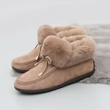 Женские зимние ботинки; коллекция года; зимние теплые женские ботинки из натуральной кожи с кроличьим мехом; ботильоны для женщин; зимние ботинки; женская обувь