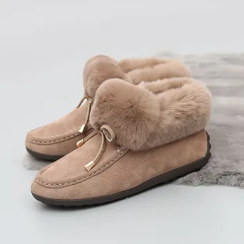 

Women's Snow Boots 2019 Winter Genuine Leather Rabbit Fur Warm Female Boot Ankle Boots For Women Winter Snow Boot Woman Shoes
