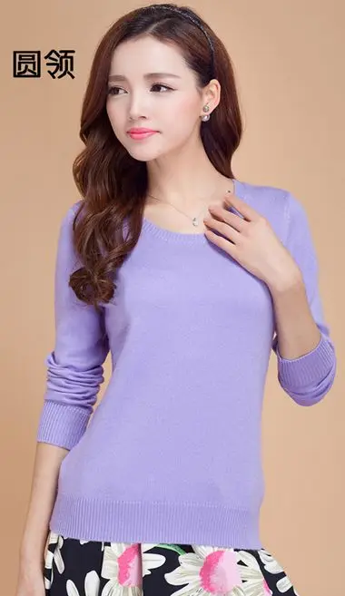 Высокое качество, чистый цвет, весна, осень, зима, европейский стиль, женские модные пуловеры, вязаный кашемировый шерстяной свитер для девушек, большой размер - Цвет: Lavender
