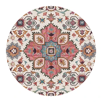 

Retro India Mandala Round Carpet For Living Room Round Mat Flower Nordic Printed Kids Room Large Geometric Area Rug