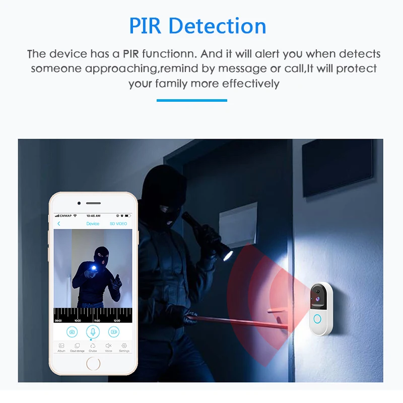 B50 дверной Звонок камера Беспроводной Wi-Fi Домофон видео WiFi видео ночного видения мобильный телефон Удаленный видео защита безопасности дома