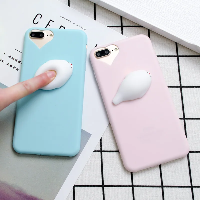 LANCHE Squishy Phone Case for iPhone 6 6S Plus 7 7Plus 3D Cute Sea lions Pappy Soft Candy TPU ...