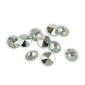 

200pcs/Lot 14mm Clear With Silver Back Octagon Glass Beads In 2 Holes For Wedding & Party Event Crystal Garland Strand