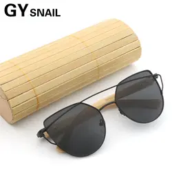 GY Мода кошачий глаз древесины бамбука солнцезащитные очки Для женщин Брендовая Дизайнерская обувь отражающее зеркало солнцезащитные очки