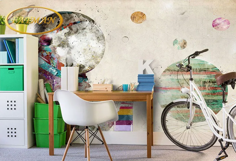 

3D Custom wallpapers Fantasy art abstract multicolored astronauts spray paint planet children room bedroom non-toxic murals