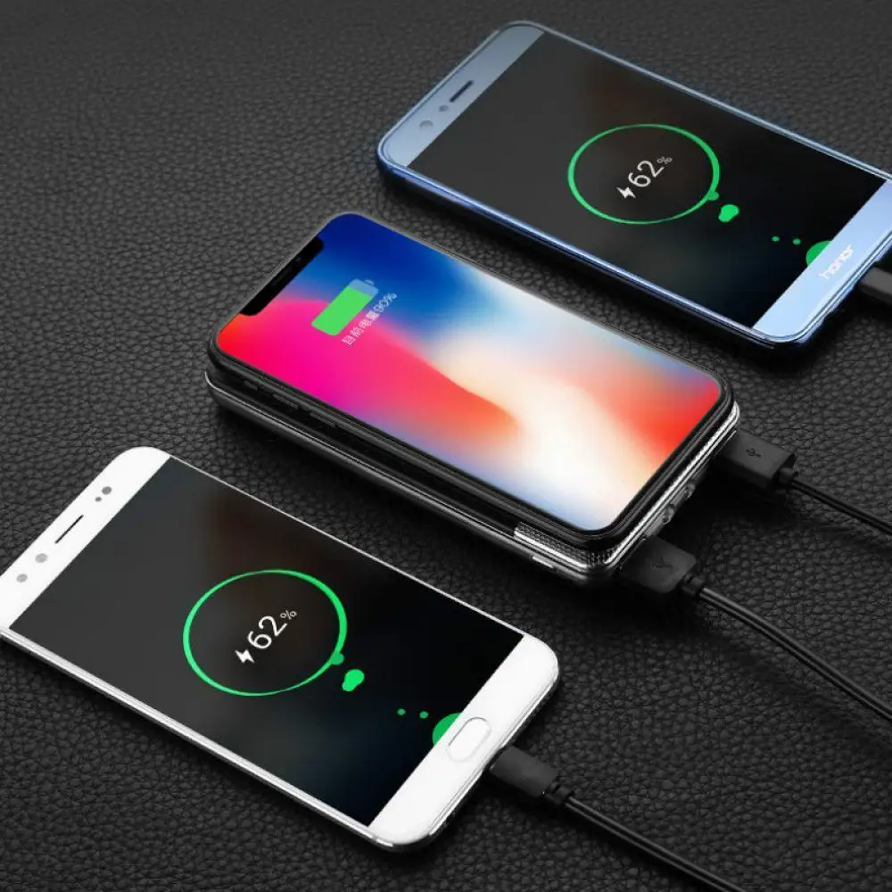 20000 мАч беспроводной внешний аккумулятор Двойной USB светодиодный свет мобильный