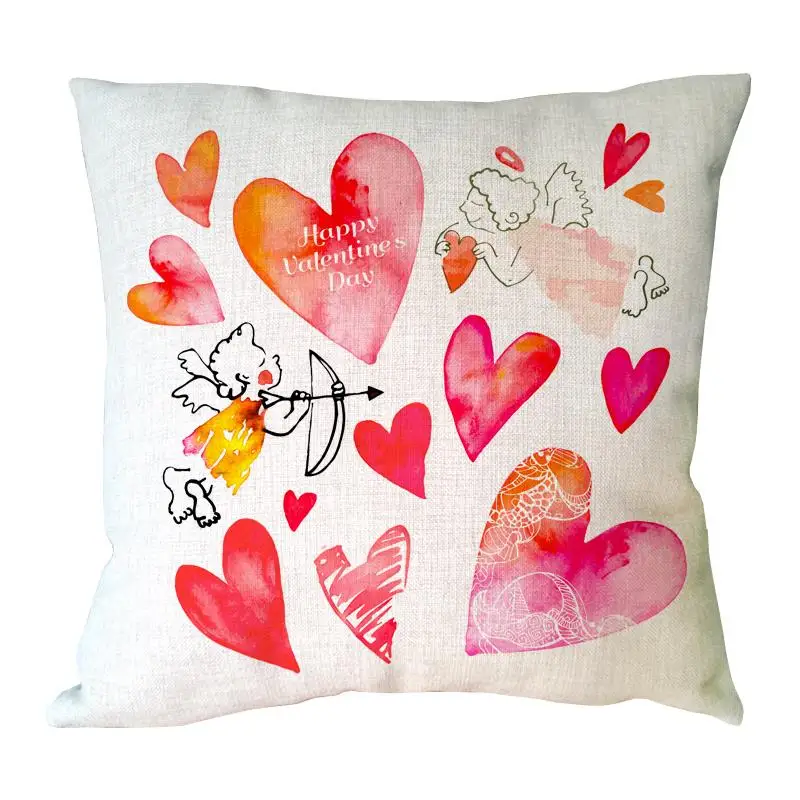 happy Valentine"s day printed cushion covers red heart shape beautiful