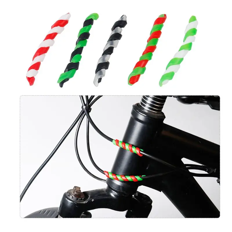 Discount 5pcs Bicycle Cable Housing Spiral Shape Protector Bike Frame Guard Line Brake Pipe Silicone Protection Cover 3