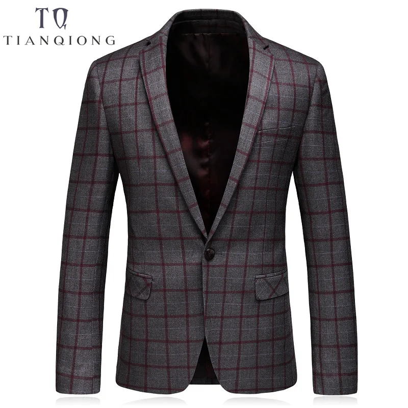 Мужской шерстяной Блейзер в шотландскую клетку на одной пуговице|formal jackets blazers|wool