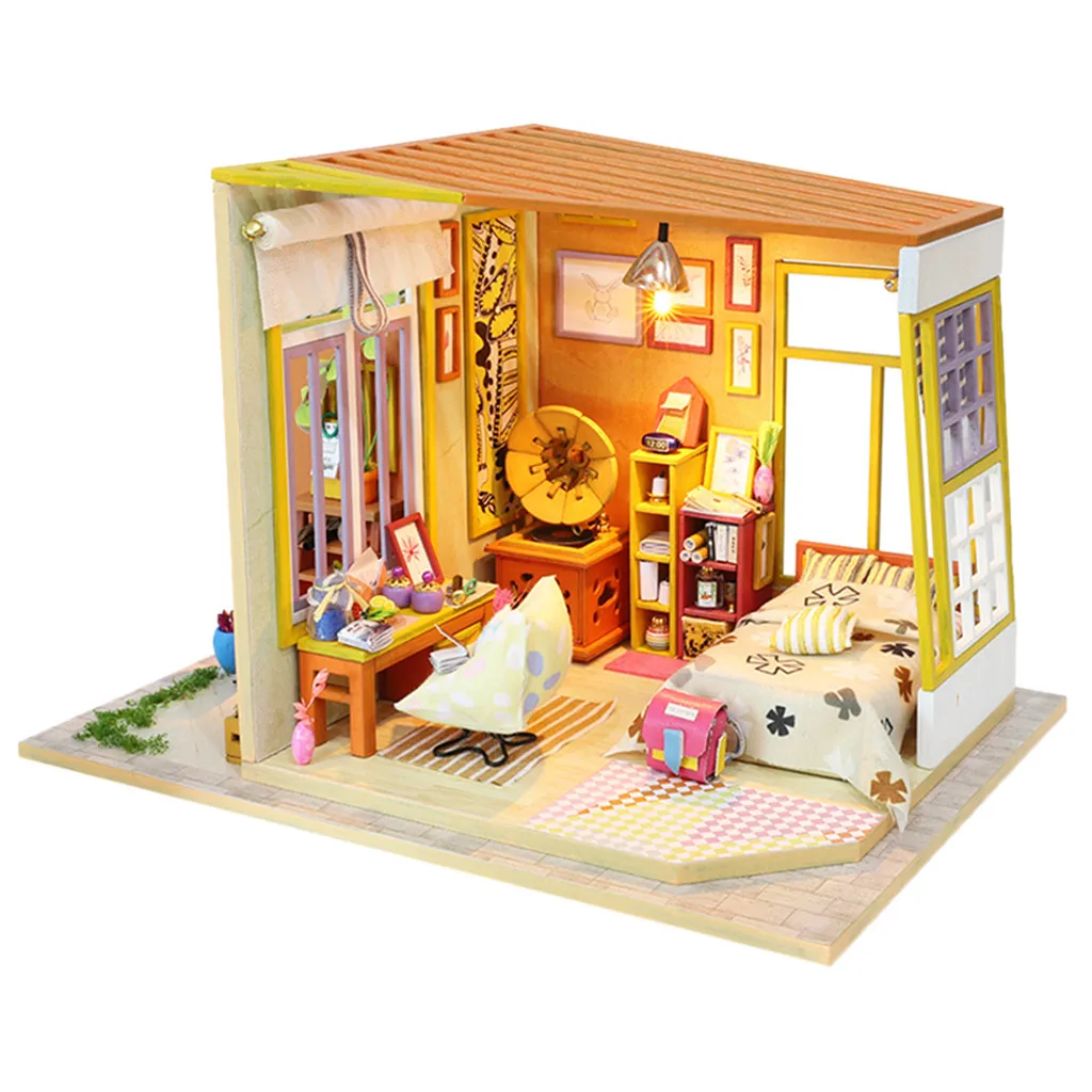 

CUTEBEE Wooden Doll House Furniture DIY Miniature 3D Model with LED Dust Cover Dollhouse Toys for Children Birthday Gifts k319