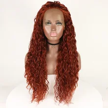 Marquesha, свободный кудрявый синтетический парик на кружеве, медный красный, уникальный вид, термостойкие волокна, волнистые волосы для женщин