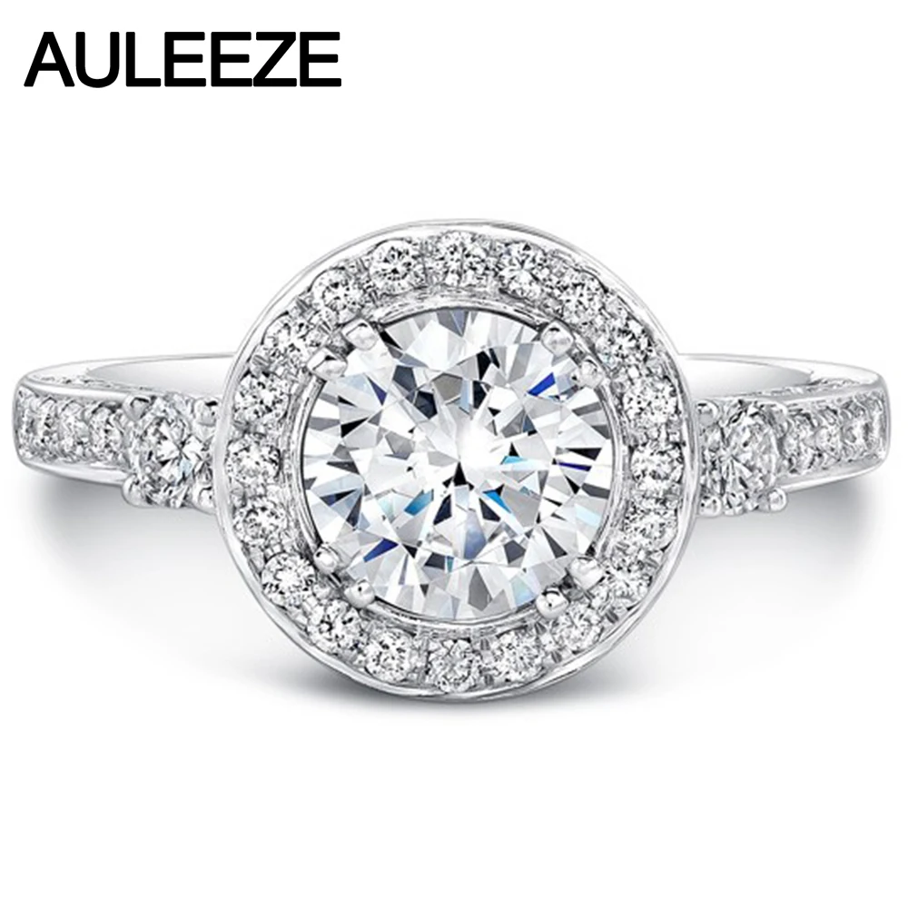 Тестовый позитив 14K белое золото 1 ct Moissanite кольцо для свадьбы Благородное женское