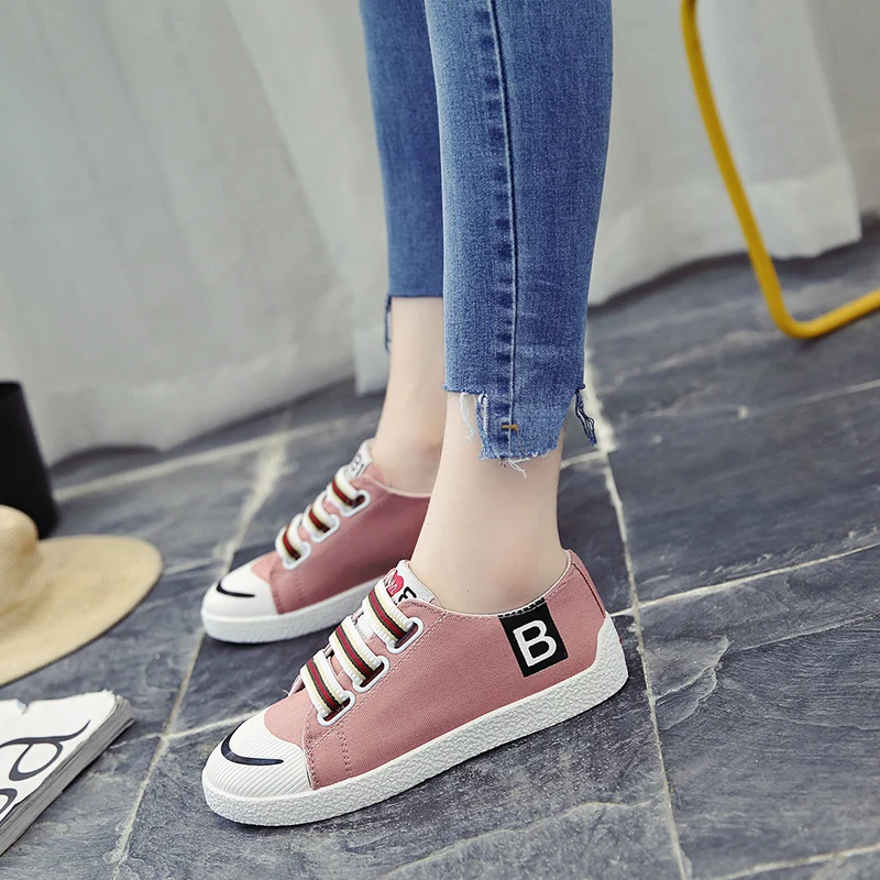 

2018 New Spring/autumn Women's Shoes All-inclusive Korean Version of Students Flat on One Foot Canvas Little White Shoes 5