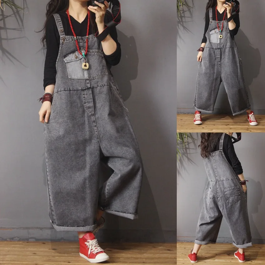 Свободный простой комбинезон большого размера, женские брюки, весна ...