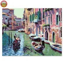 Картина по номерам художественная краска по номеру Цифровая живопись собственного цвета акриловый цвет DIY Сельский маленький мост вода Семья евро