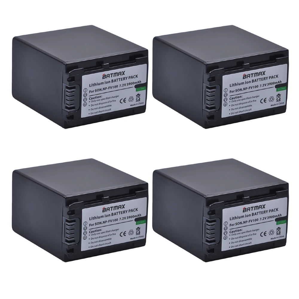 Batmax 4Pcs 3900mAh NP-FV100 NP FV100 Camera Battery for Sony DCR-SR15 SX15 FDR-AX100 HDR-CX105 HC9 PJ10 TD20V HXR-NX3D1U | Электроника