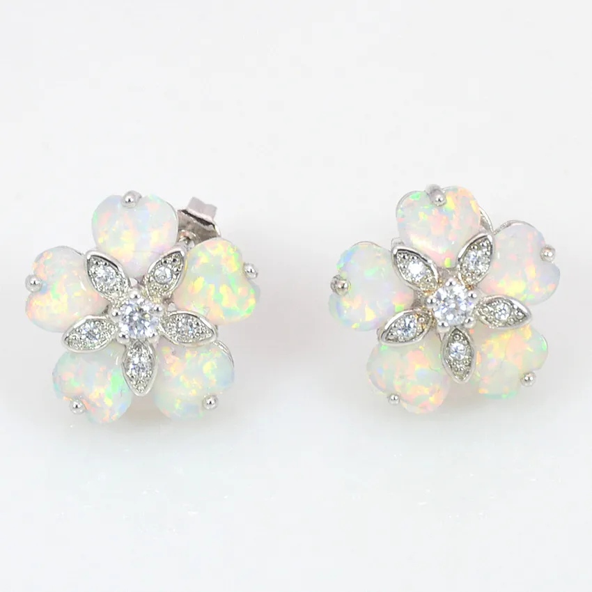 Серьги из серебра 925 пробы с белым огненным опалом EMT16041702|jewelry baggies|jewelry videosjewelry tower |