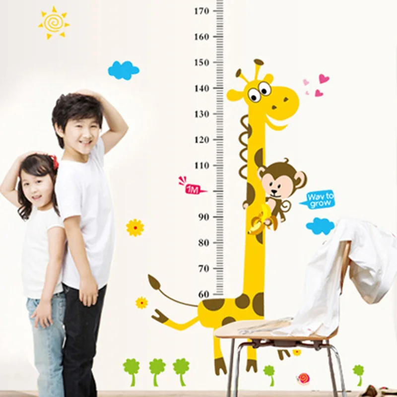 

Cartoon Measure Height Gauge Animal Sticker Giraffe Monkey Wall Sticker Home Decor For Room Kids Height Ruler Growth Chart Art