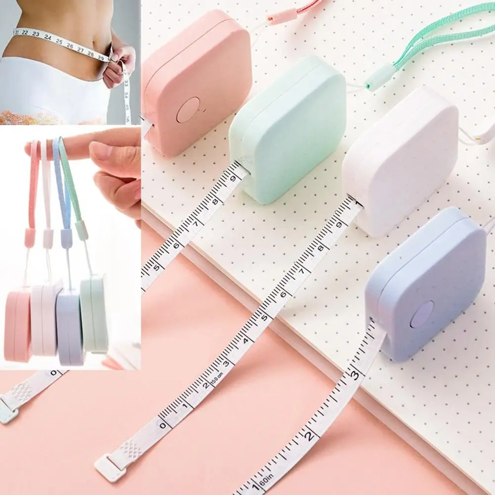 

150cm/60inch Portable Retractable Ruler Tape Measure Tailor Cloth Sewing Tool Centimeter Inch Roll Tape Girls Gift Random Color