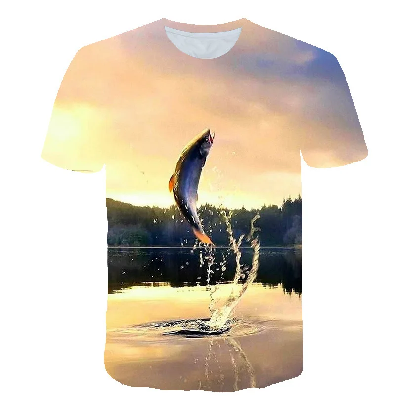 2019 New Fish 3d t Shirt Men Hip HopTshirt Fisherman Tropical Print T-shirt Funny T Shirts Summer Fishinger Animal Mens Clothing
