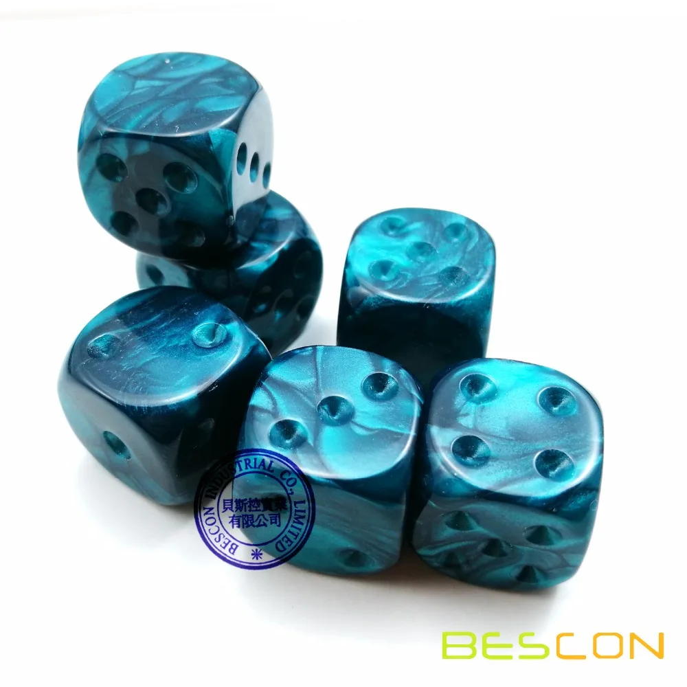 Bescon Raw Unpainted Marble 16MM D6 Game Dice with Blank 6th Side, 3 Assorted Color Set of 18pcs, Blank Marble Cube 4