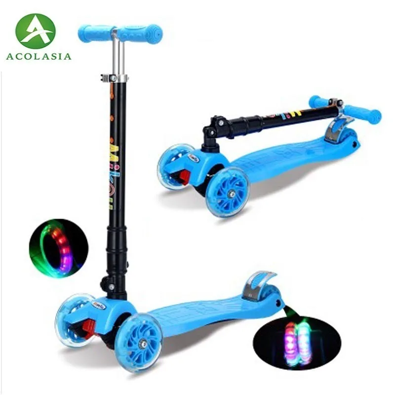 

Children 4 Mini Scooter Pu Wheels With Castors Height Adjustable Led