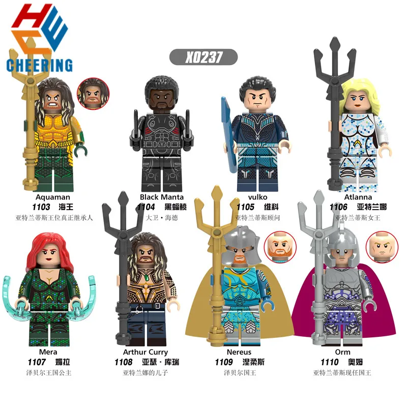 

Single Sale Building Blocks Aquaman Black Manta Vulko Atlanna Mera Arthur Curry Figures Bricks Education Toys for Children X0237