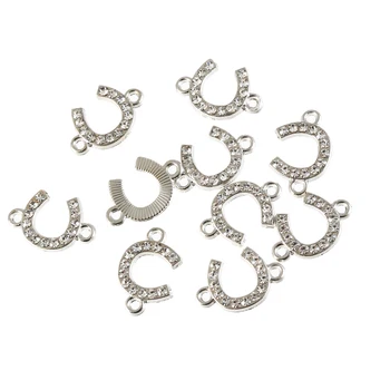 

10pcs Vintage Alloy Inlay Rhinestone U Shape Horseshoe Connector Charms For Jewelry Findings Accessories