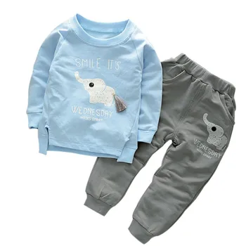 

Autumn Candy Color 2Pcs/Set Baby Long Sleeve Warm Cartoon Printed Pullover T-Shirt+Pant Kid Girl Boy Outfits