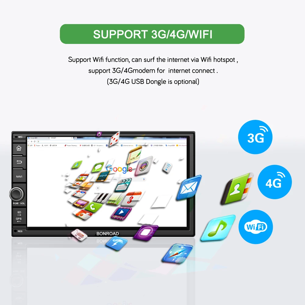 Bonroad " 2Din Android 9,0 Ram 4G Rom 64 G емкостный сенсорный экран четырехъядерный Автомобиль Радио Rds GPS навигация ПК планшет bluetooth