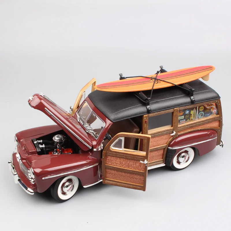 1/18 большой винтажный 1948 Ford woodie Woody Металлическая Модель доски для серфинга Ford супер де люкс Diecasts& Toy Vehicles весы автомобильные коллекционные