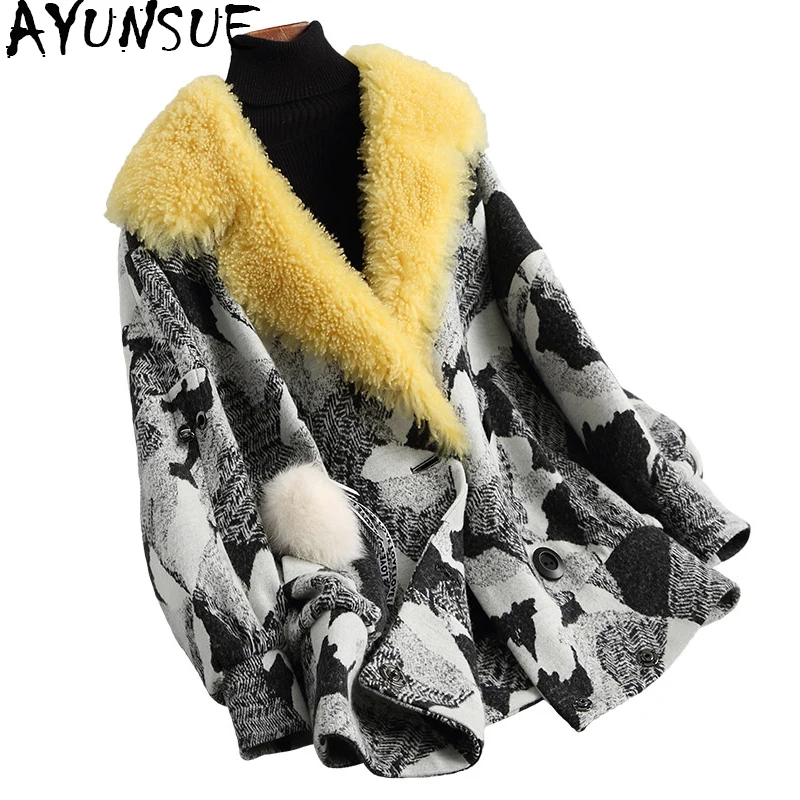 Fourrure Gris Et Parka Turn 18032 Wyq1799 Coton down 2019 Femmes Col Réel Agneau D'hiver Laine Chaud Tussah Soie Manteau Doublure En Ayunsue qz1tUvq