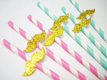 

Gold Glitter Cute Mustache Straws wedding Bridal Baby Shower birthday party Decorations / Drink Stirrers / Decorative Straws