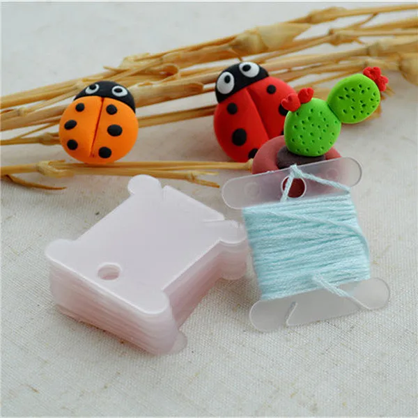 

cross stitch 2019 Hot Selling 100 pcs Plastic Thread Bobbins for Embroidery Floss Craft Storage Holder board Card Color Random