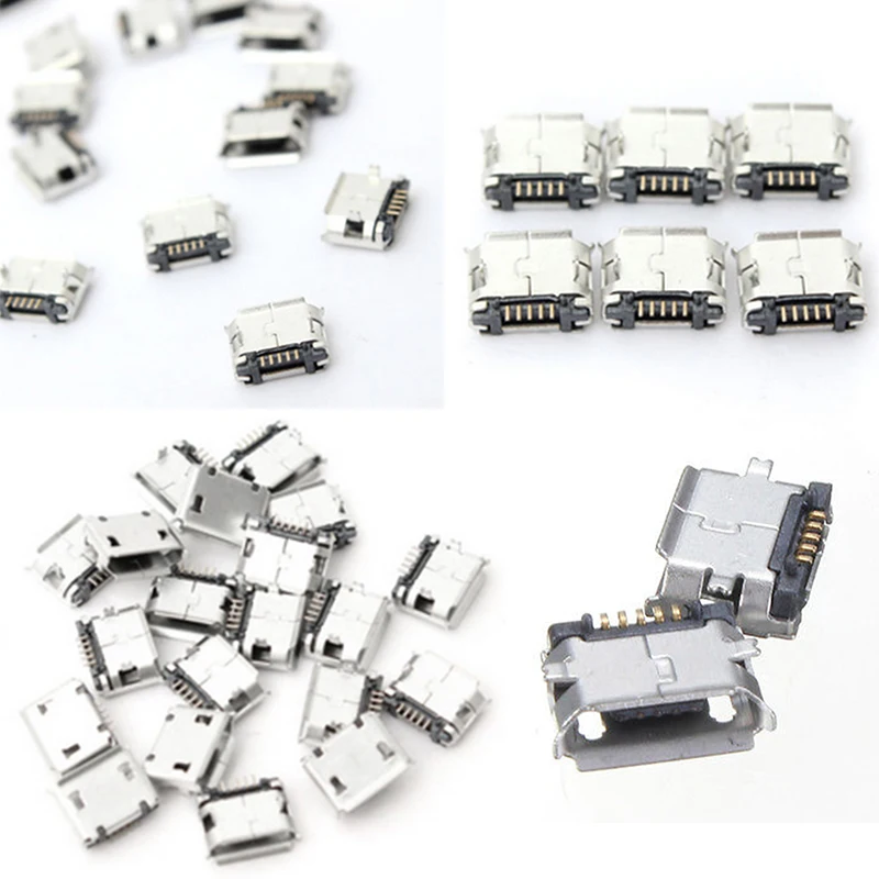 100pcs Mayitr Micro USB 5 Pin Socket Connector Female Type B SMT Placement SMD DIP Connectors
