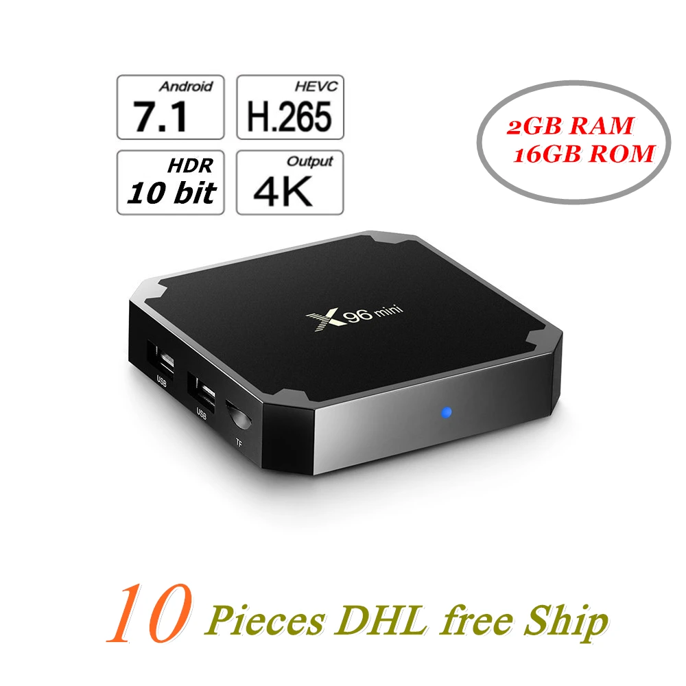 

10 Pieces DHL Free Ship 2+16 GB X96 Mini Android TV Box 4K Android 7.1