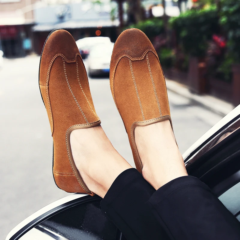 mens suede leather loafers shoes luxury brand italian male footwear shoes adult elegant slip on pointed toe oxford shoes for men (15)