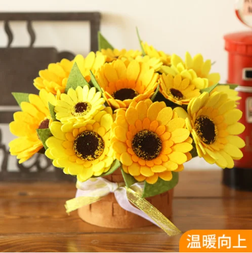 Needle Felting Kit Wool Felting Kit Sewing Craft Kit Sunflower flower bouquet Felt kit Non-woven cloth Craft DIY Sewing set Felt Handwork Material DIY needlework supplies