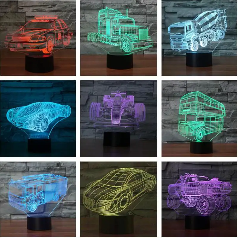 

Police Carr 3d Table Lamps For Living Room Children's room decoration 3D night light Christmas Gift Children's Toys Desk Lamp