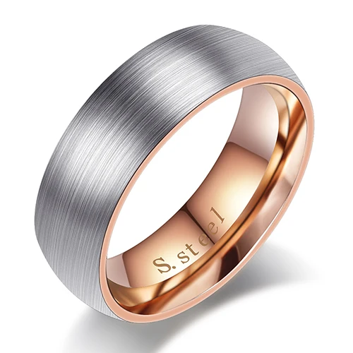 Черное розовое золото нержавеющая сталь обручальные кольца для пар Матовый центр ювелирных изделий для женщин мужчин обручальные кольца - Цвет основного камня: Women