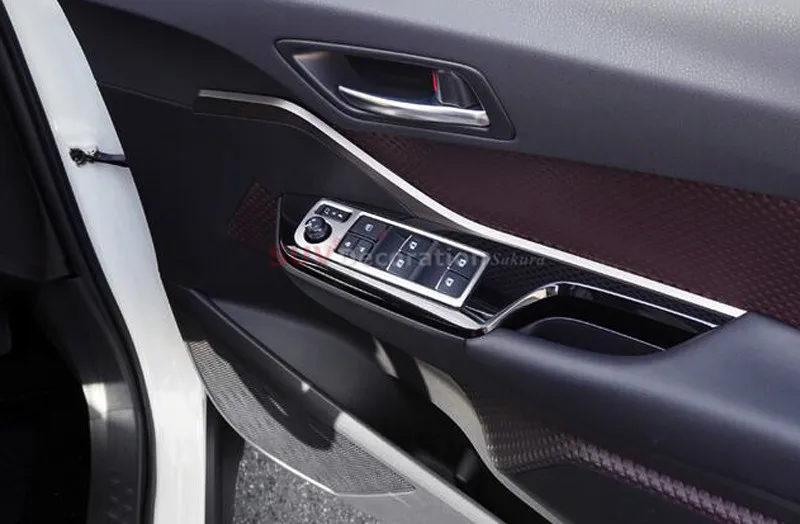 Para Toyota C-HR 2016, 2017 de 2018 de plástico ABS accesorios frente Interior de la puerta de la ventana levantar regulador recorte cubierta 2 piezas