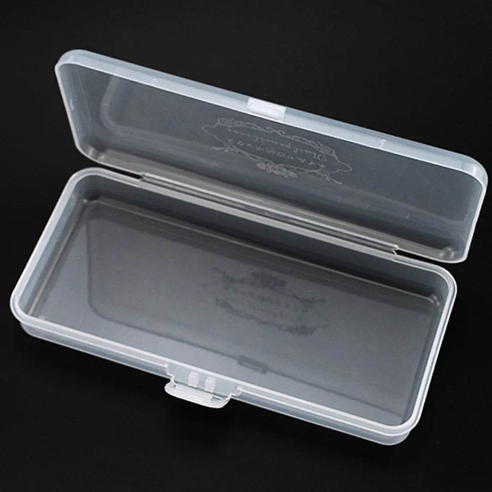 

1Pc Clear Rectangle Storage Box For Long Nail Files/Brush/Pusher/Scissor Nail Tools Empty Plastic Holder Container