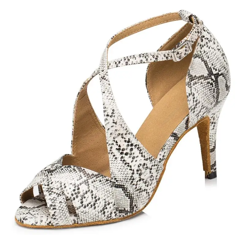Леопардовая обувь; женская обувь для латинских танцев; женская Обувь для бальных танцев; женские Танцевальные Кроссовки; Каблук 7,5 см; JuseDanc - Цвет: as picture heel 6cm