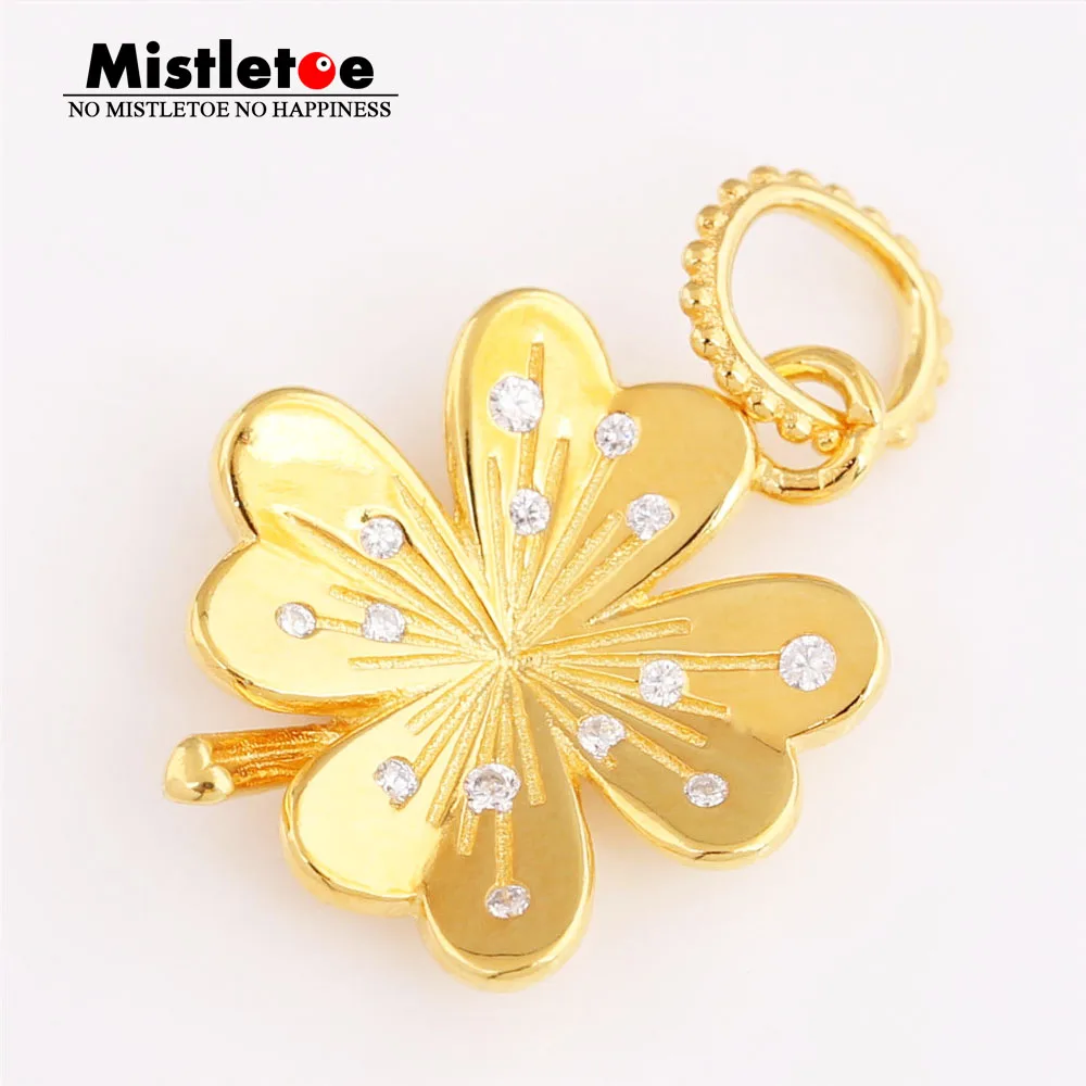 

Mistletoe Authentic 925 Sterling Silver 4Lucky Four-Leaf Clover Pendant, Mistletoe Shine Charm Fit European Necklace Jewelry