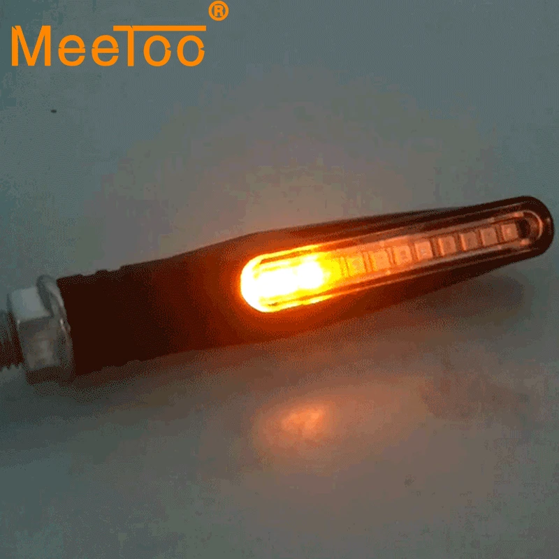 

MeeToo LED Motorcycle Turn Signal Flowing Water Indicators 12V LED Moto Flicker Bendable Tail Indicator Flasher Brake Lamp Amber