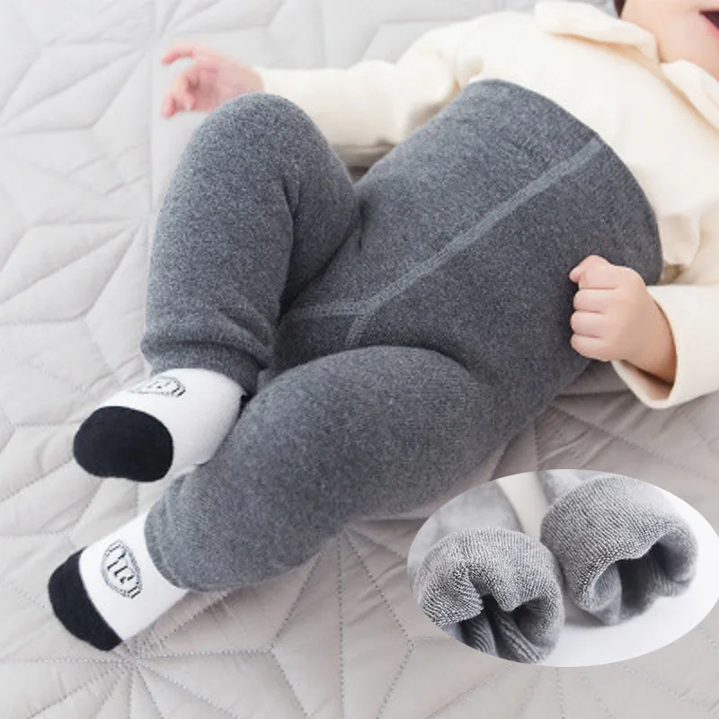 

Winter Baby Terry Pants Toddler Warmer Elasticity Baby Girls Trousers Fashion Cotton Solid Color Big PP Baby Legging high waist